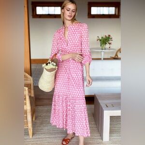 Emerson Frye Frances 3 Dress in Crescent Flower Bon Pink Size Medium